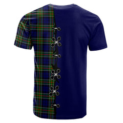 Colquhoun Modern Tartan T-shirt - Lion Rampant And Celtic Thistle Style