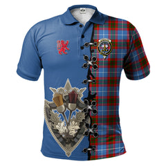 Congilton Tartan Polo Shirt - Lion Rampant And Celtic Thistle Style