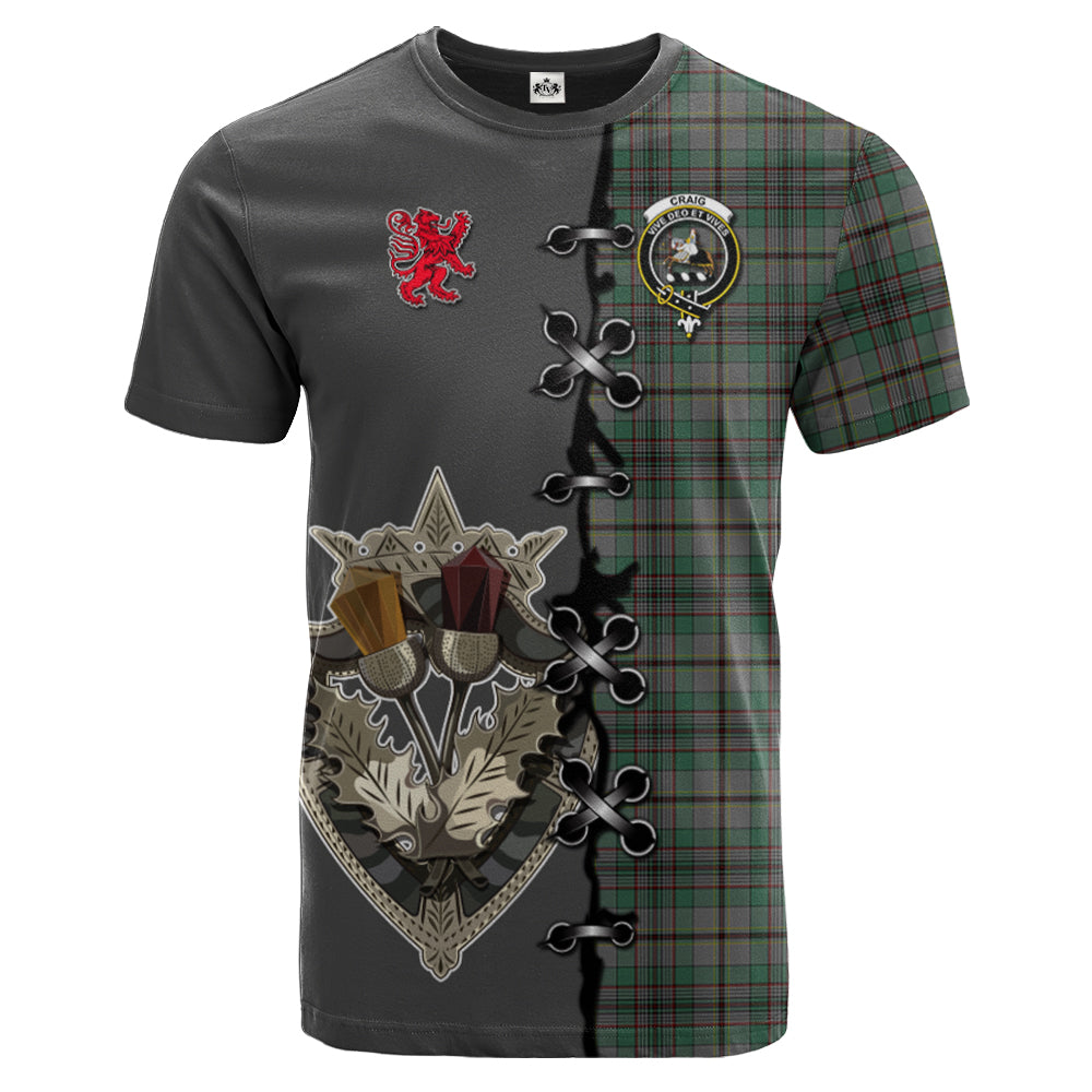 Craig Tartan T-shirt - Lion Rampant And Celtic Thistle Style