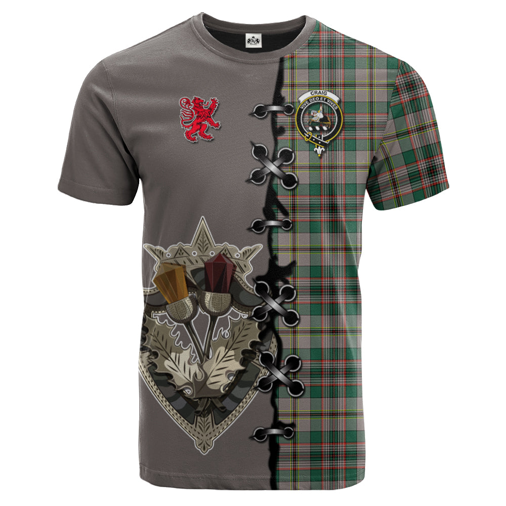 Craig Ancient Tartan T-shirt - Lion Rampant And Celtic Thistle Style