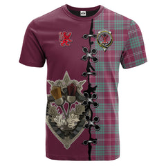 Crawford Ancient Tartan T-shirt - Lion Rampant And Celtic Thistle Style