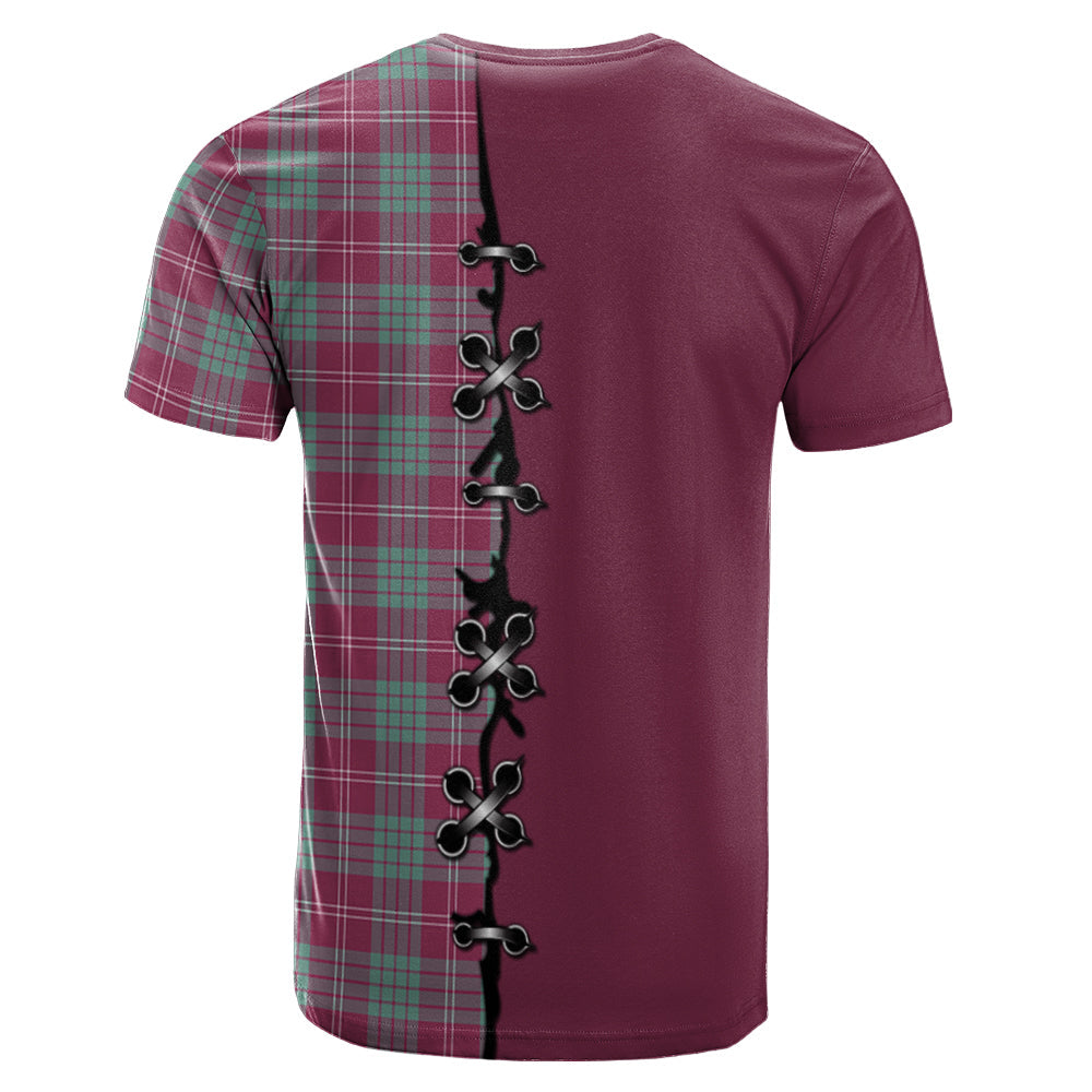 Crawford Ancient Of New Zealand Tartan T-shirt - Lion Rampant And Celtic Thistle Style