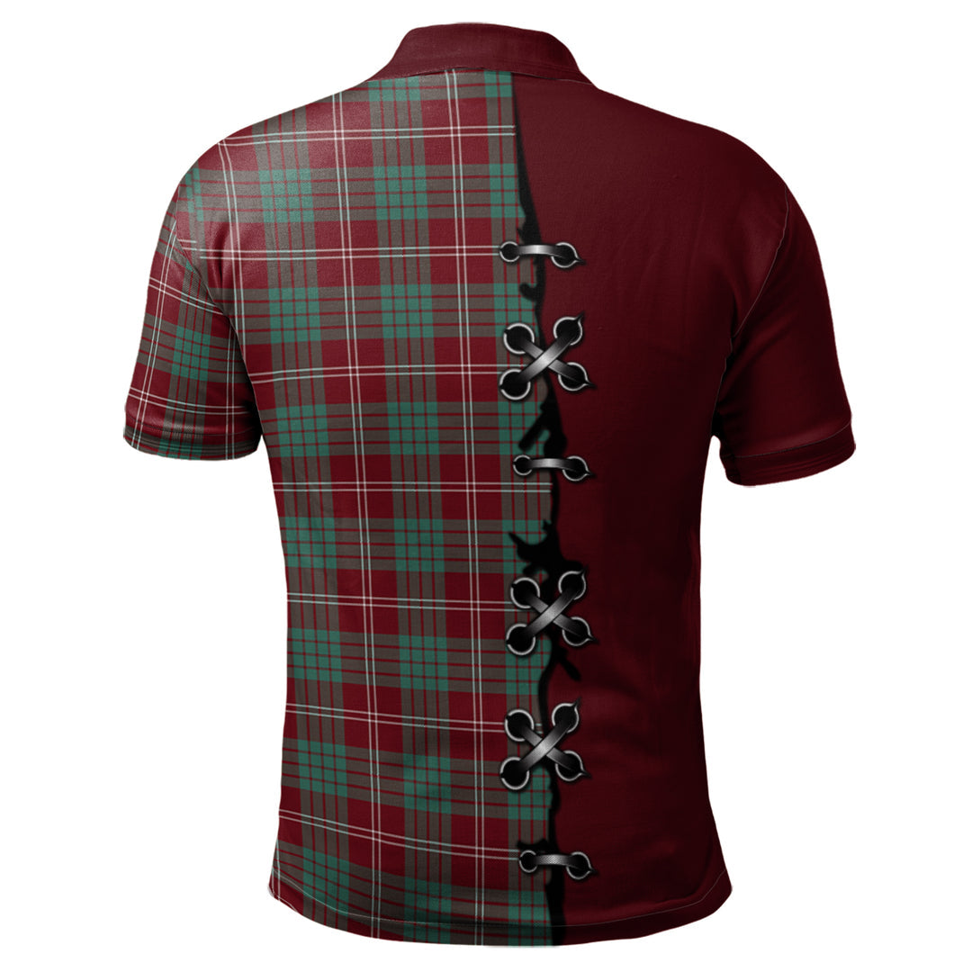 Crawford Modern Tartan Polo Shirt - Lion Rampant And Celtic Thistle Style