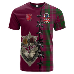 Crawford Of New Zealand Tartan T-shirt - Lion Rampant And Celtic Thistle Style