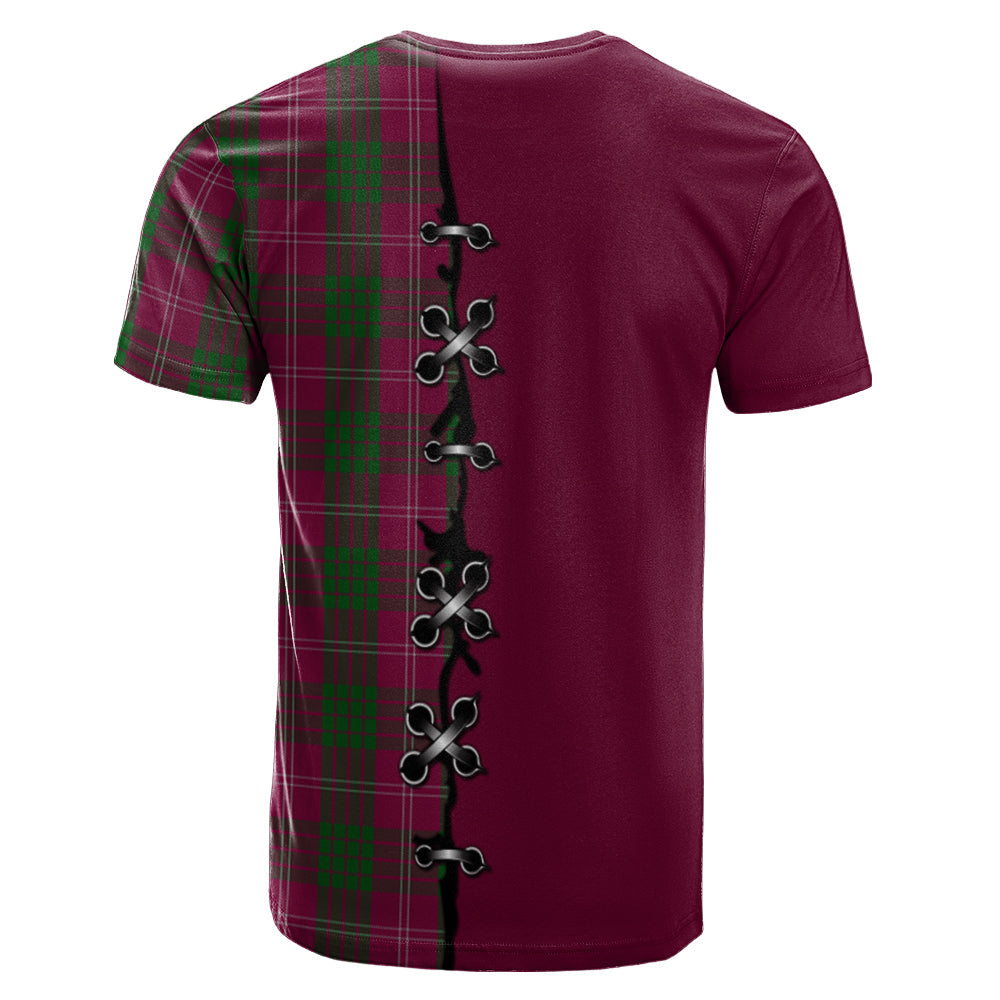 Crawford Of New Zealand Tartan T-shirt - Lion Rampant And Celtic Thistle Style