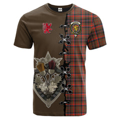 Cumming Hunting Weathered Tartan T-shirt - Lion Rampant And Celtic Thistle Style