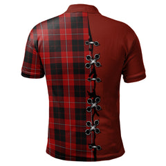 Cunningham Tartan Polo Shirt - Lion Rampant And Celtic Thistle Style