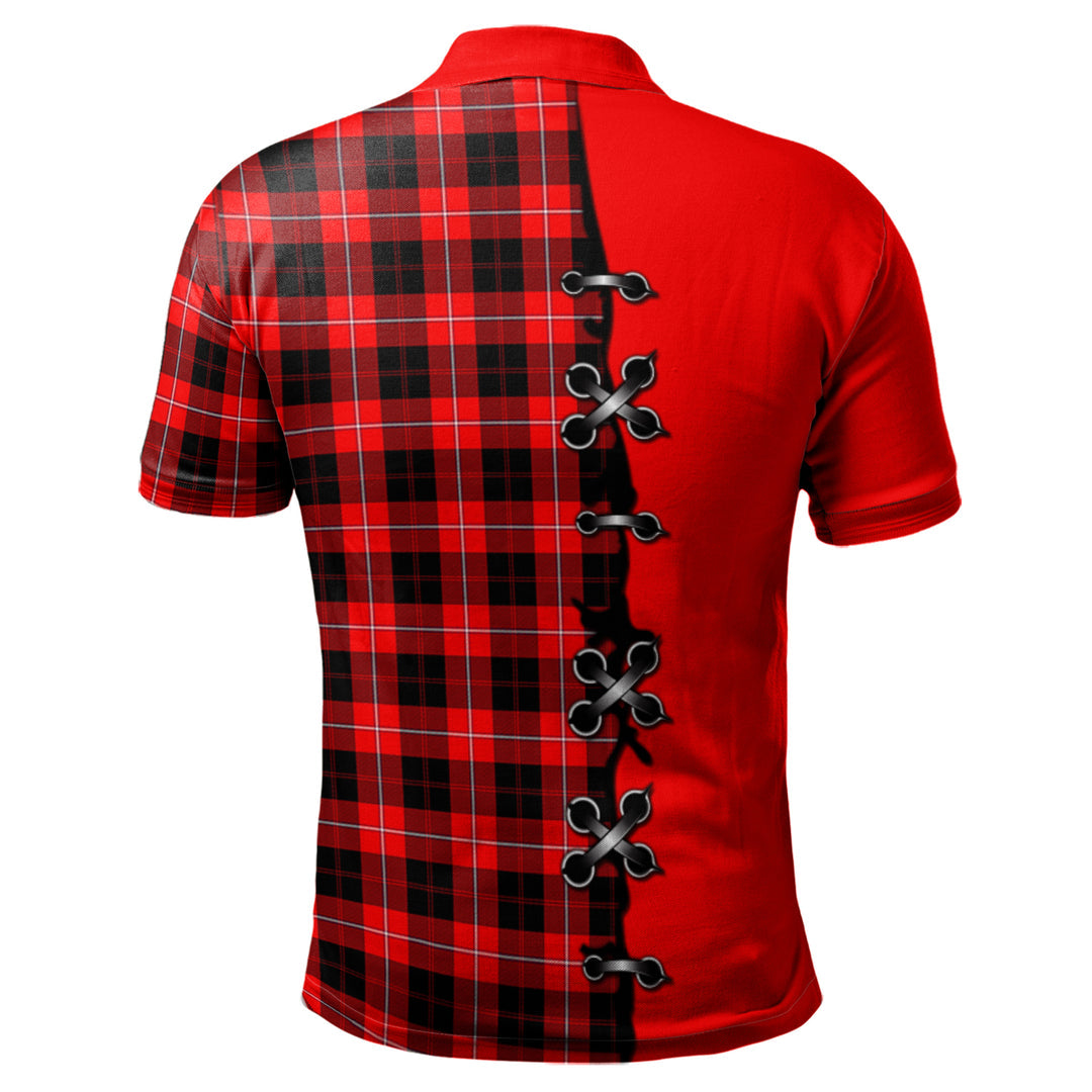 Cunningham Modern Tartan Polo Shirt - Lion Rampant And Celtic Thistle Style