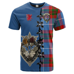 Dalmahoy Tartan T-shirt - Lion Rampant And Celtic Thistle Style