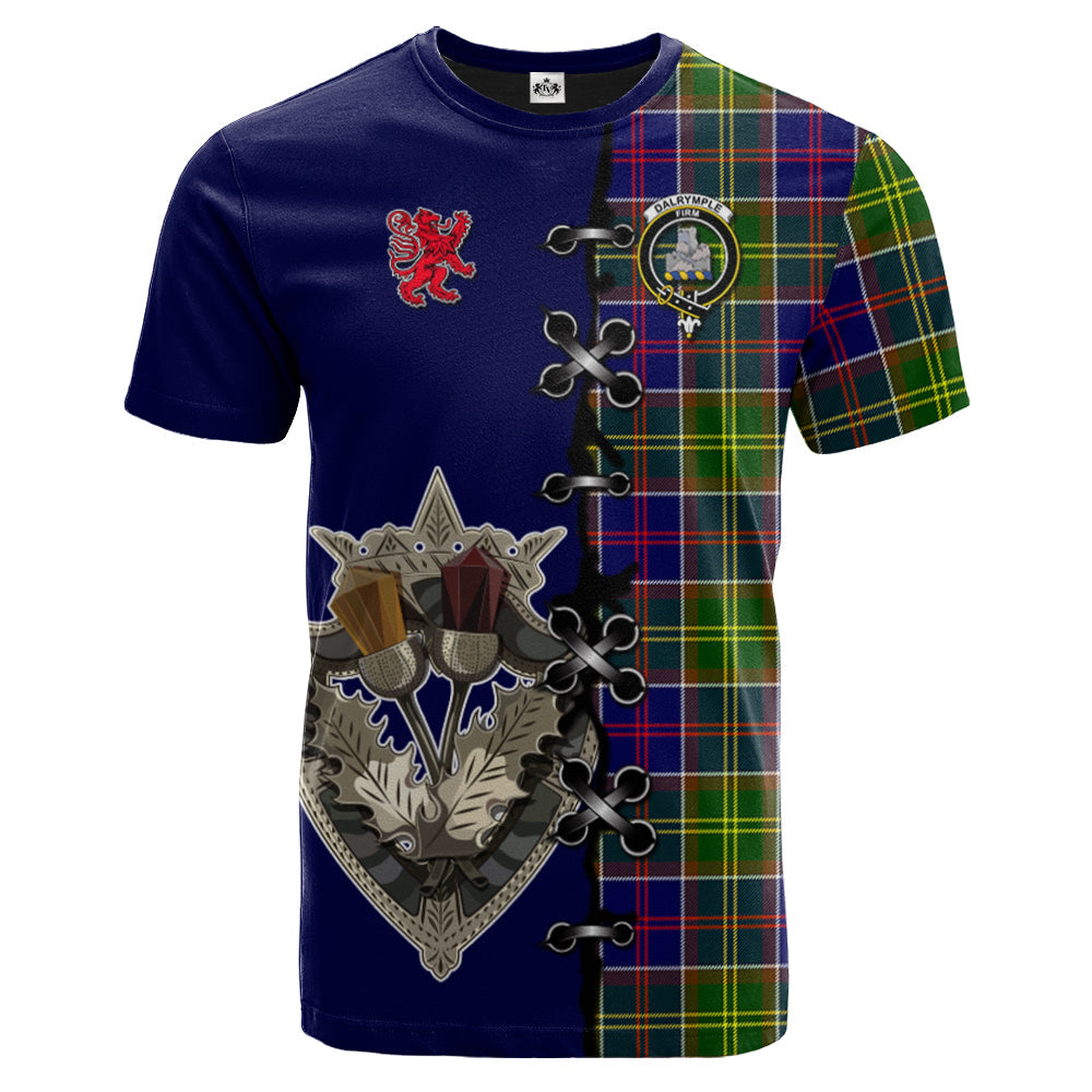 Dalrymple Tartan T-shirt - Lion Rampant And Celtic Thistle Style