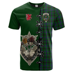 Davidson Tartan T-shirt - Lion Rampant And Celtic Thistle Style