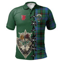 Davidson Ancient Tartan Polo Shirt - Lion Rampant And Celtic Thistle Style
