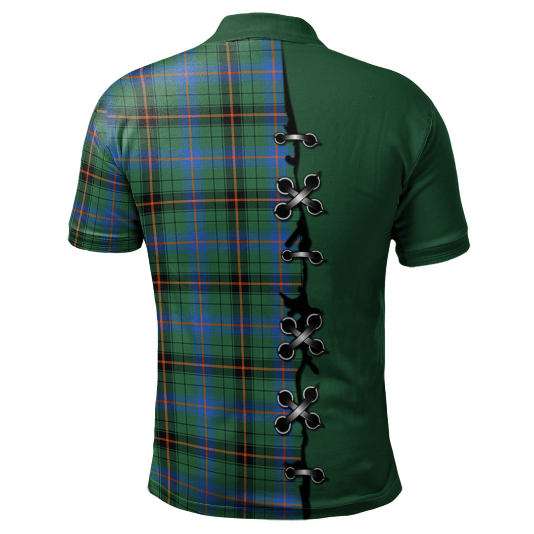 Davidson Ancient Tartan Polo Shirt - Lion Rampant And Celtic Thistle Style