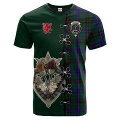 Davidson Modern Tartan T-shirt - Lion Rampant And Celtic Thistle Style