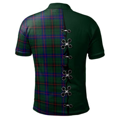 Davidson Modern Tartan Polo Shirt - Lion Rampant And Celtic Thistle Style