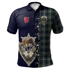 Davidson of Tulloch Dress Tartan Polo Shirt - Lion Rampant And Celtic Thistle Style