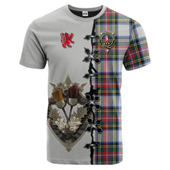 Dennistoun Tartan T-shirt - Lion Rampant And Celtic Thistle Style