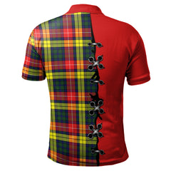 Dewar Tartan Polo Shirt - Lion Rampant And Celtic Thistle Style