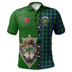 Douglas Tartan Polo Shirt - Lion Rampant And Celtic Thistle Style