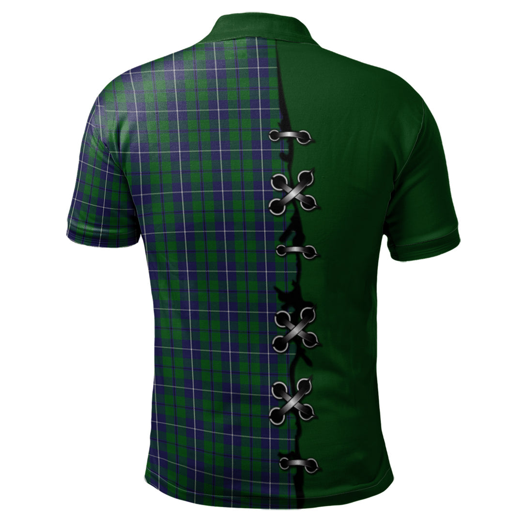 Douglas Green Tartan Polo Shirt - Lion Rampant And Celtic Thistle Style