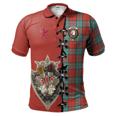 Dunbar Ancient Tartan Polo Shirt - Lion Rampant And Celtic Thistle Style