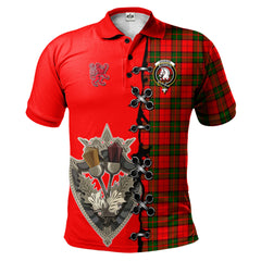 Dunbar Modern Tartan Polo Shirt - Lion Rampant And Celtic Thistle Style