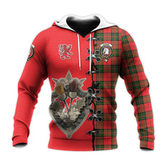 Dunbar Modern Tartan Hoodie - Lion Rampant And Celtic Thistle Style