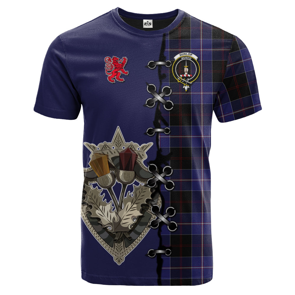 Dunlop Tartan T-shirt - Lion Rampant And Celtic Thistle Style