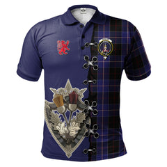 Dunlop Tartan Polo Shirt - Lion Rampant And Celtic Thistle Style