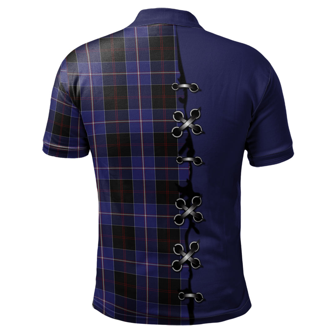 Dunlop Tartan Polo Shirt - Lion Rampant And Celtic Thistle Style