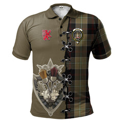 Dunlop Hunting Tartan Polo Shirt - Lion Rampant And Celtic Thistle Style