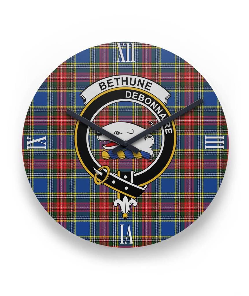 Bethune Family Tartan Crest Clock