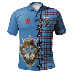 Elliot Ancient Tartan Polo Shirt - Lion Rampant And Celtic Thistle Style