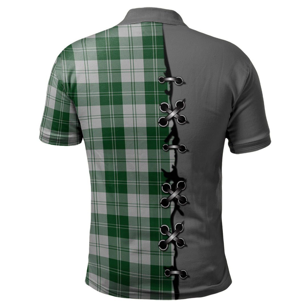 Erskine Green Tartan Polo Shirt - Lion Rampant And Celtic Thistle Style