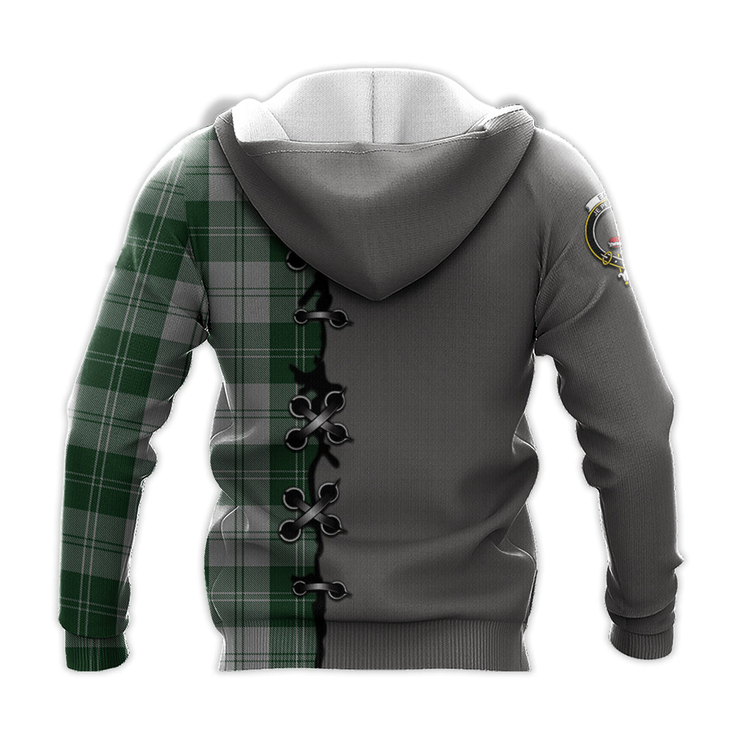 Erskine Green Tartan Hoodie - Lion Rampant And Celtic Thistle Style