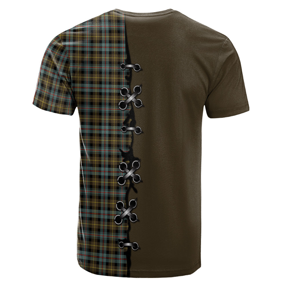 Farquharson Weathered Tartan T-shirt - Lion Rampant And Celtic Thistle Style