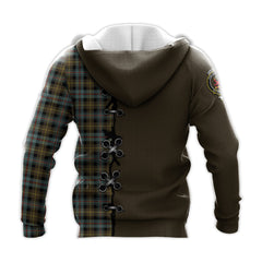 Farquharson Weathered Tartan Hoodie - Lion Rampant And Celtic Thistle Style