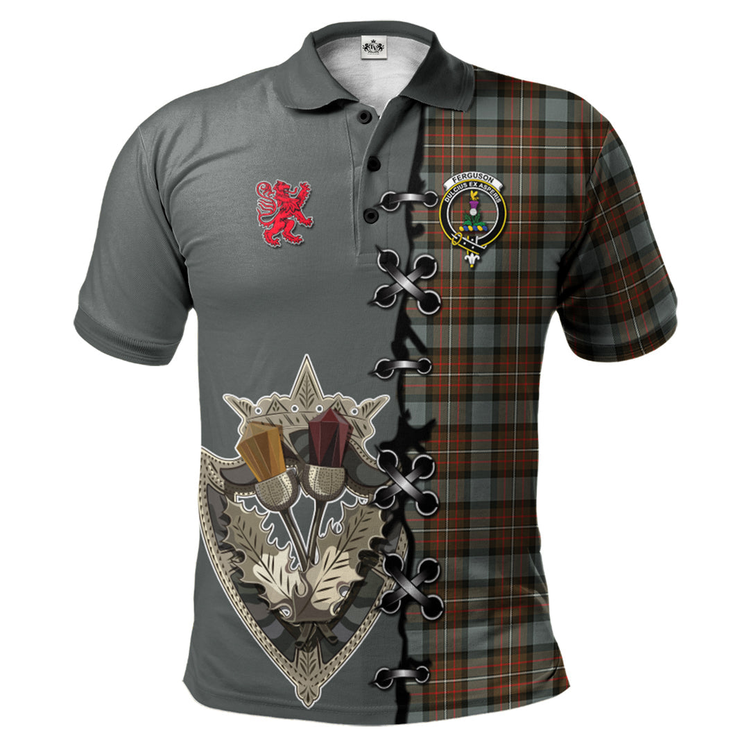 Ferguson Weathered Tartan Polo Shirt - Lion Rampant And Celtic Thistle Style