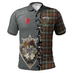 Ferguson Weathered Tartan Polo Shirt - Lion Rampant And Celtic Thistle Style