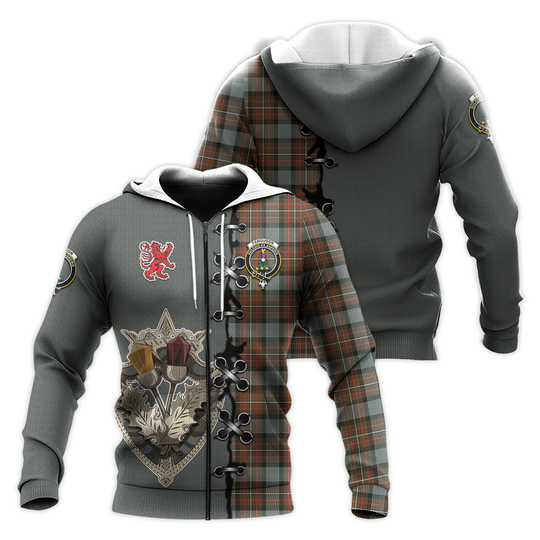 Ferguson Weathered Tartan Hoodie - Lion Rampant And Celtic Thistle Style