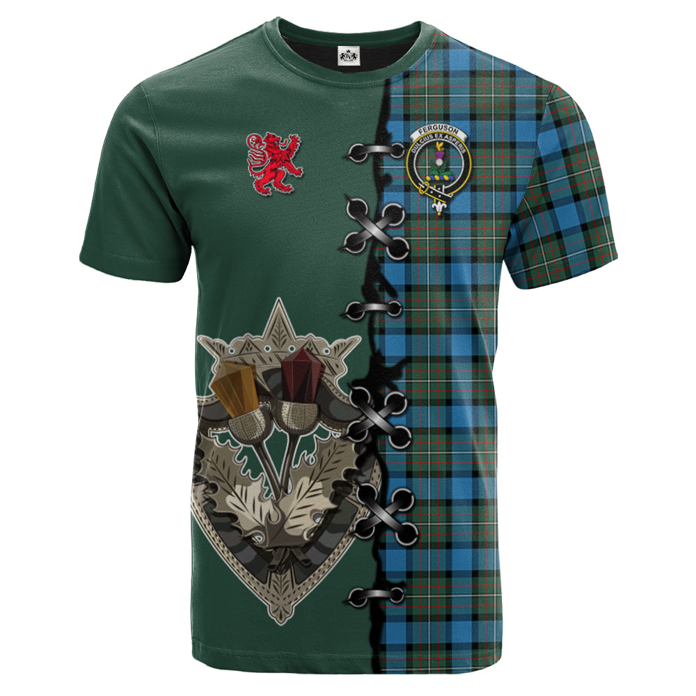 Fergusson Ancient Tartan T-shirt - Lion Rampant And Celtic Thistle Style