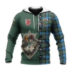 Fergusson Ancient Tartan Hoodie - Lion Rampant And Celtic Thistle Style
