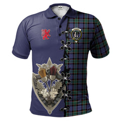 Fletcher Modern Tartan Polo Shirt - Lion Rampant And Celtic Thistle Style
