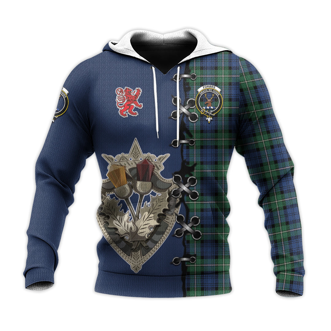 Forbes Ancient Tartan Hoodie - Lion Rampant And Celtic Thistle Style