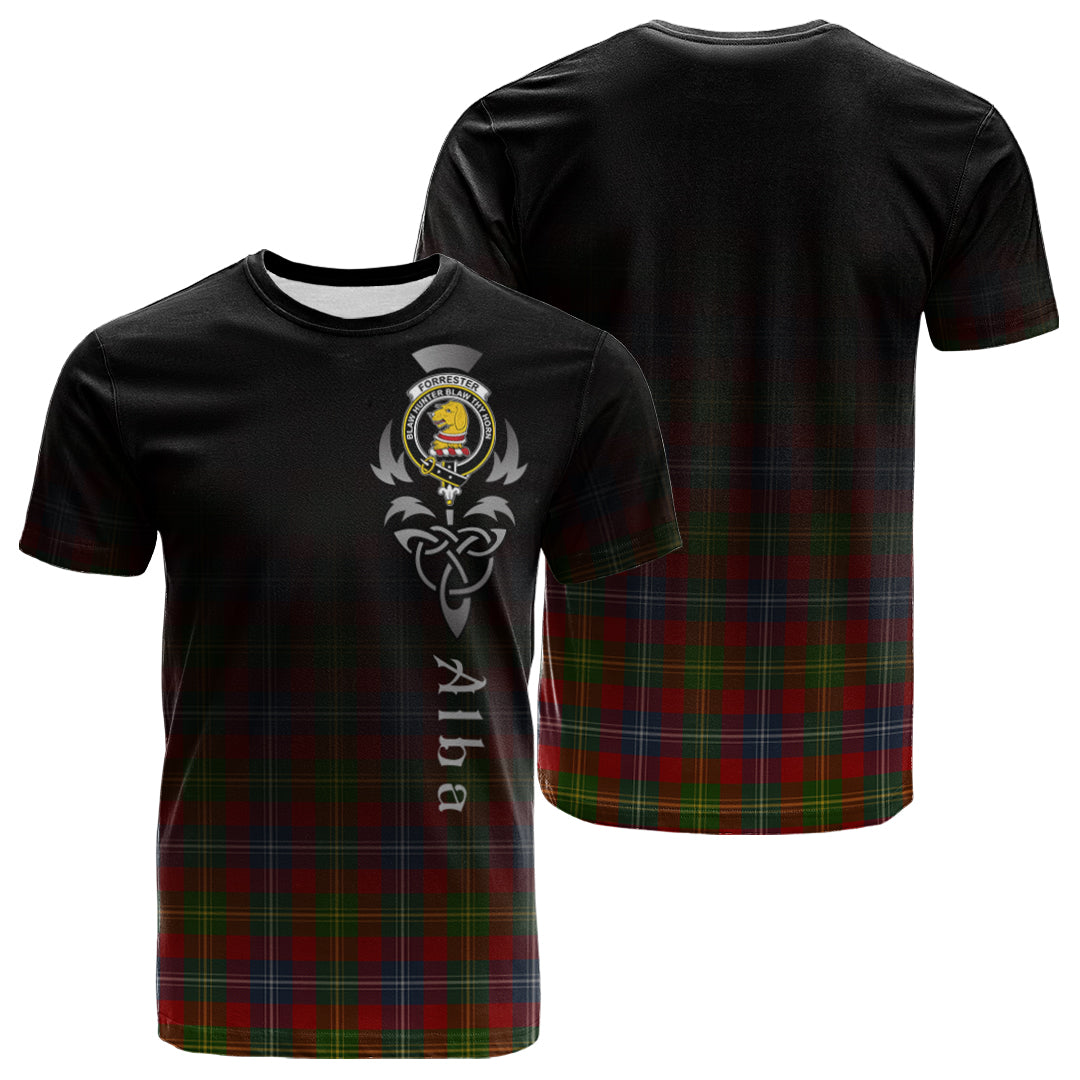 Forrester Or Foster Tartan Crest T-shirt - Alba Celtic Style
