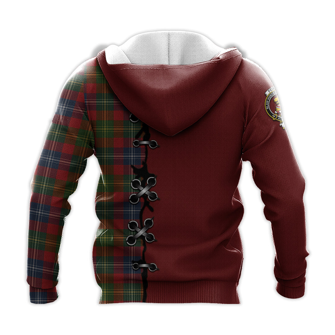 Forrester or Foster Tartan Hoodie - Lion Rampant And Celtic Thistle Style