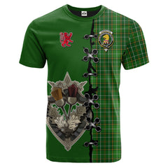 Forrester or Foster Hunting Tartan T-shirt - Lion Rampant And Celtic Thistle Style