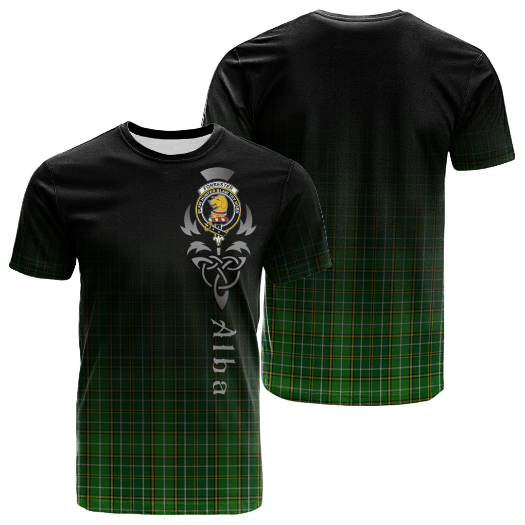 Forrester Or Foster Hunting Tartan Crest T-shirt - Alba Celtic Style