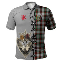 Fraser Dress Tartan Polo Shirt - Lion Rampant And Celtic Thistle Style