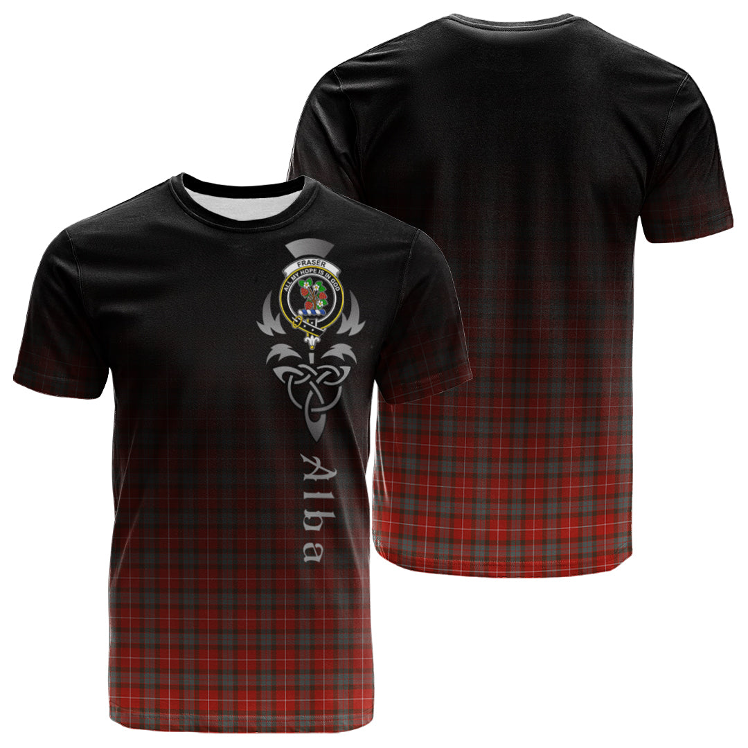 Fraser Weathered Tartan Crest T-shirt - Alba Celtic Style